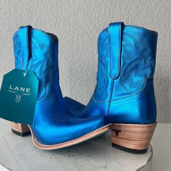Lane boots Shoes - Lane SMOKESHOW Womens Cowboy Bootie 8.5 Blue Western Cowgirl Short Ankle Boots